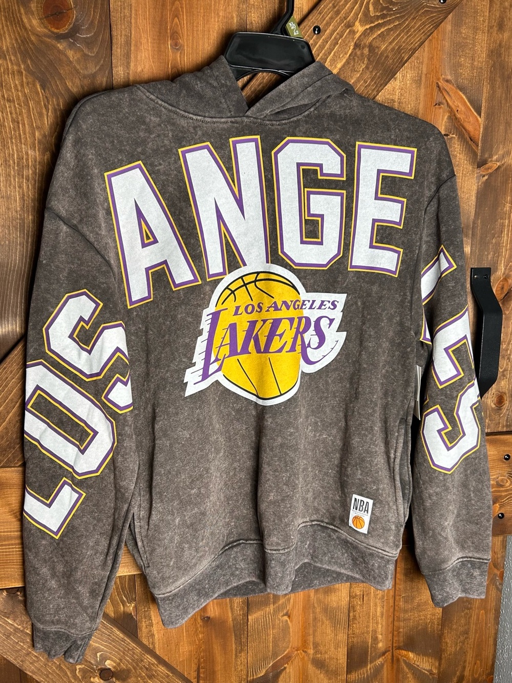 NBA Los Angeles Lakers Gray Pullover Crewneck Hoodie with Purple & Gold Logo